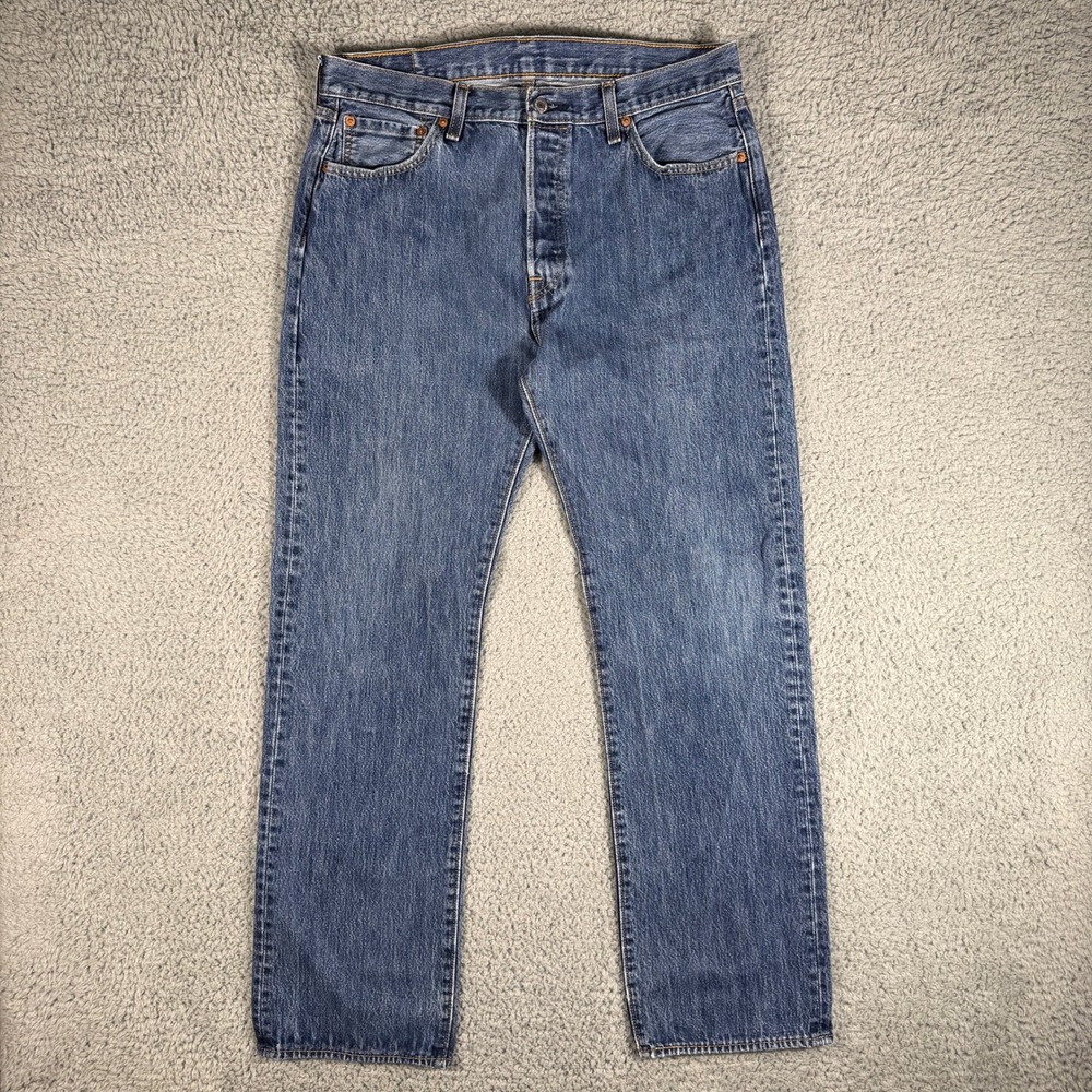 Levis 501 Jeans Mens **35x32 Button Fly Blue Grunge Denim Y2K